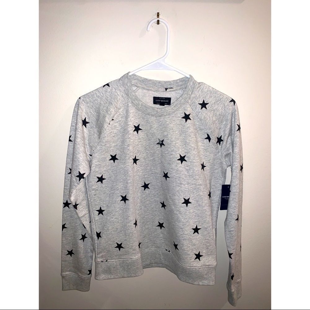XS lucky brand star sweater gray